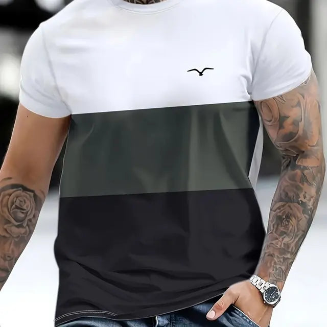 2024 Casual Striped T Shirt For Mens Short Sleeve Tops Oversized T-Shirts O-Neck Pullover Street Men's Shirts Tee Summer Apparel