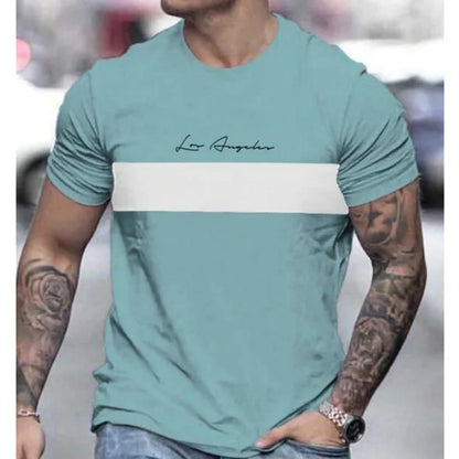 2024 Casual Striped T Shirt For Mens Short Sleeve Tops Oversized T-Shirts O-Neck Pullover Street Men's Shirts Tee Summer Apparel