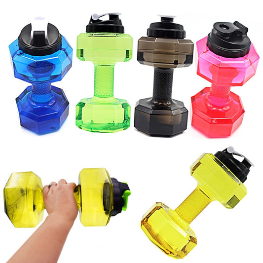 2.2L Pocket Dumbbell Shape Water Bottle Gym Fitness Body Building Exercise Equipment Sports Accessories mancuernas gimnasio